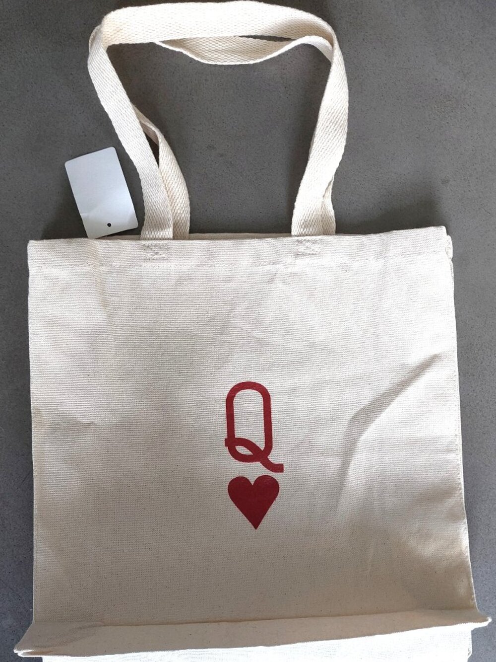 New Natural Cotton Canvas Tote Bag Queen of Harts Playing Card Suit